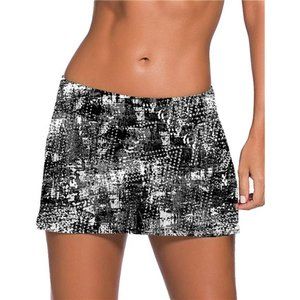 Women Swim Skirt Solid Color Waistband Skort Bikini Bottom